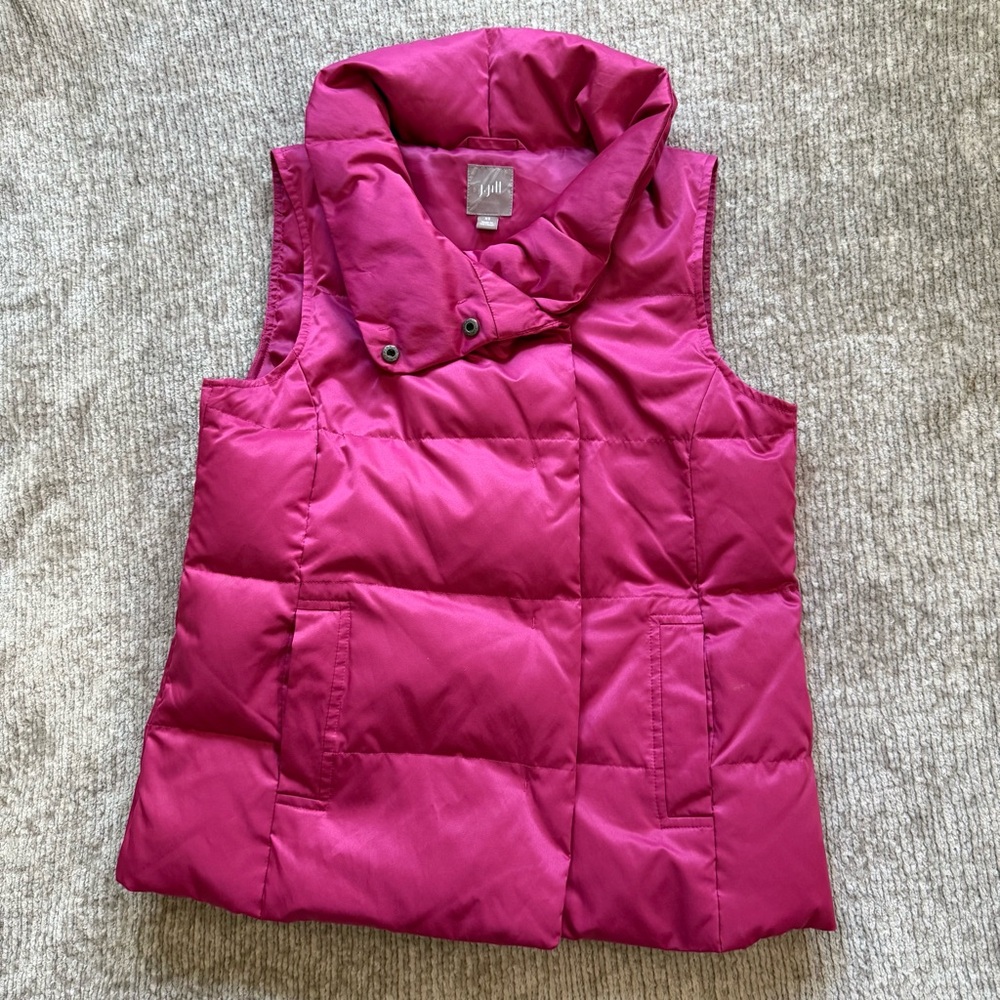 J. Jill Pink Down‎ Puffer Vest XS Women’s Lightweight Quilted Winter Outerwear